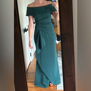 Xscape Off-Shoulder Green Dress